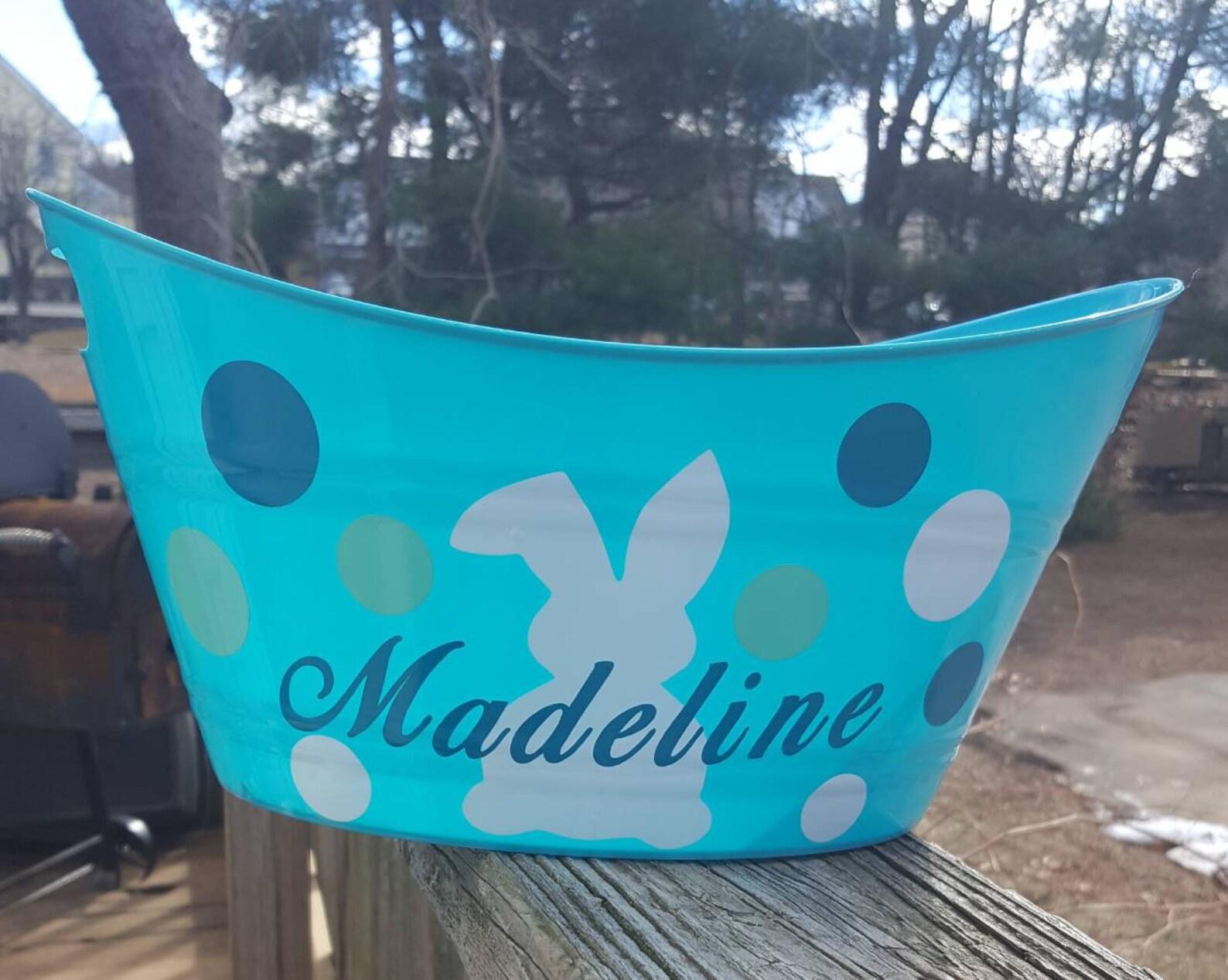 Easter Basket Plastic Easter Basket With Name Bunny Easter Etsy