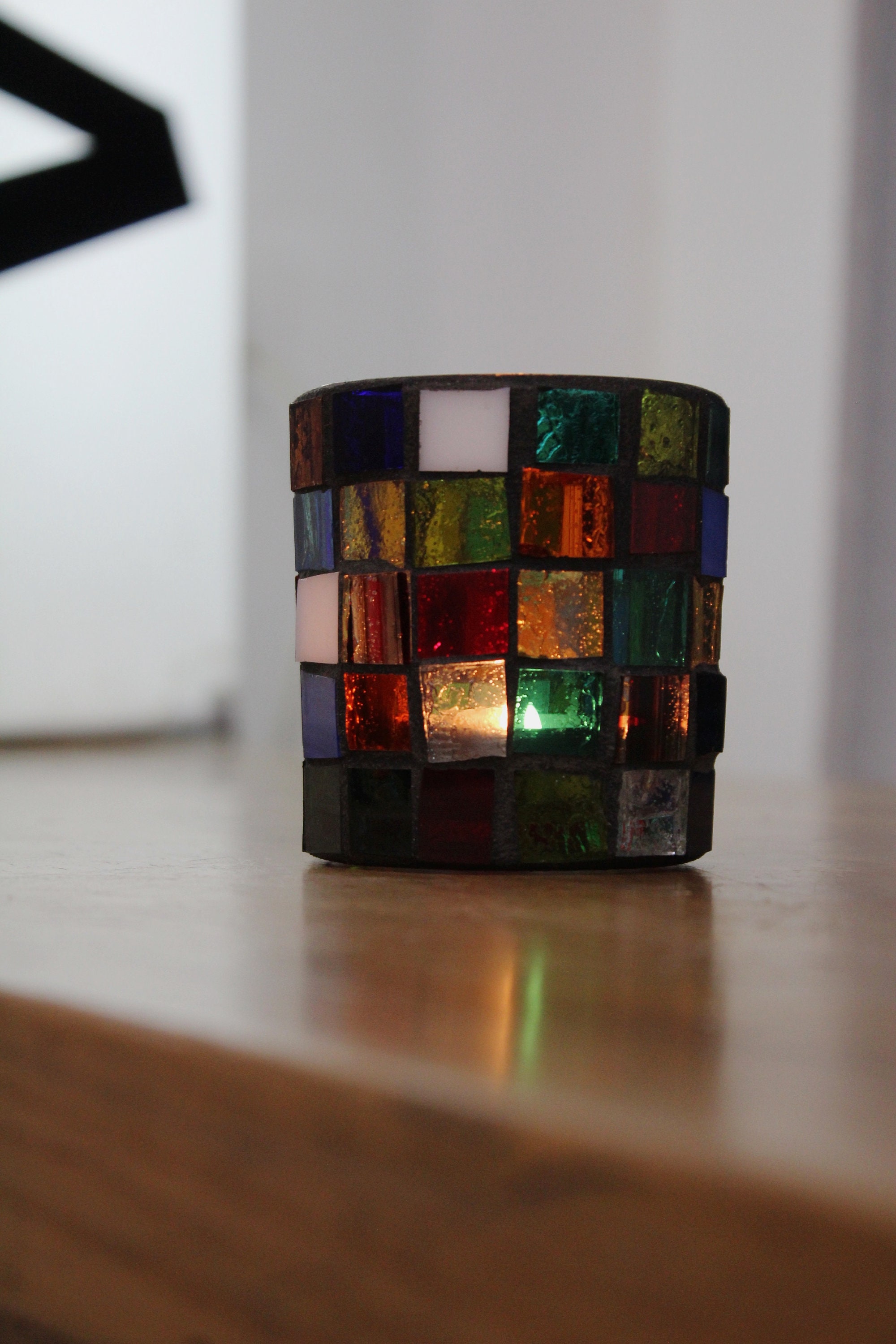 Stained glass candle holder Mosaic candle holder Holiday Etsy