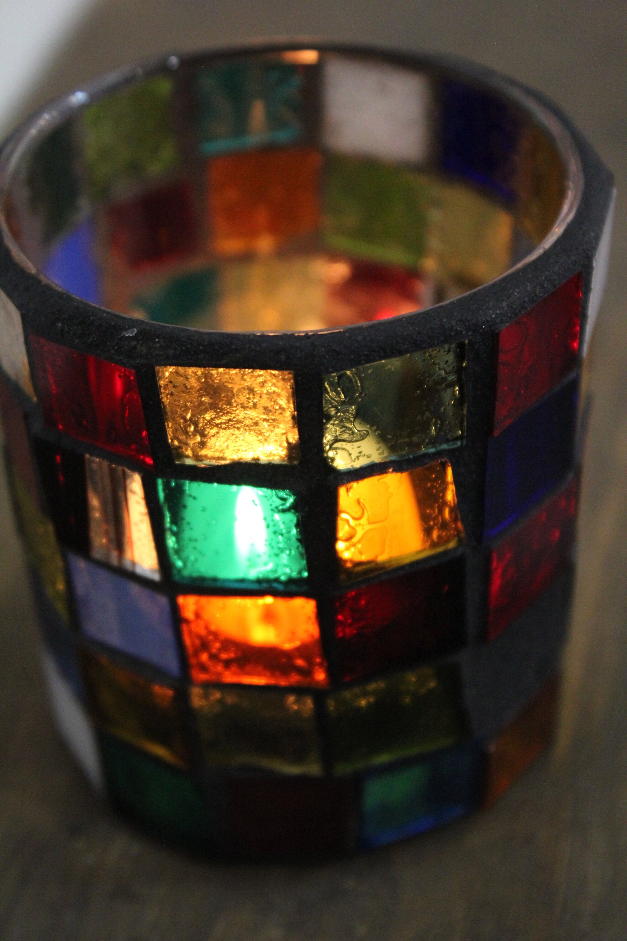 Stained glass candle holder Mosaic candle holder Holiday Etsy