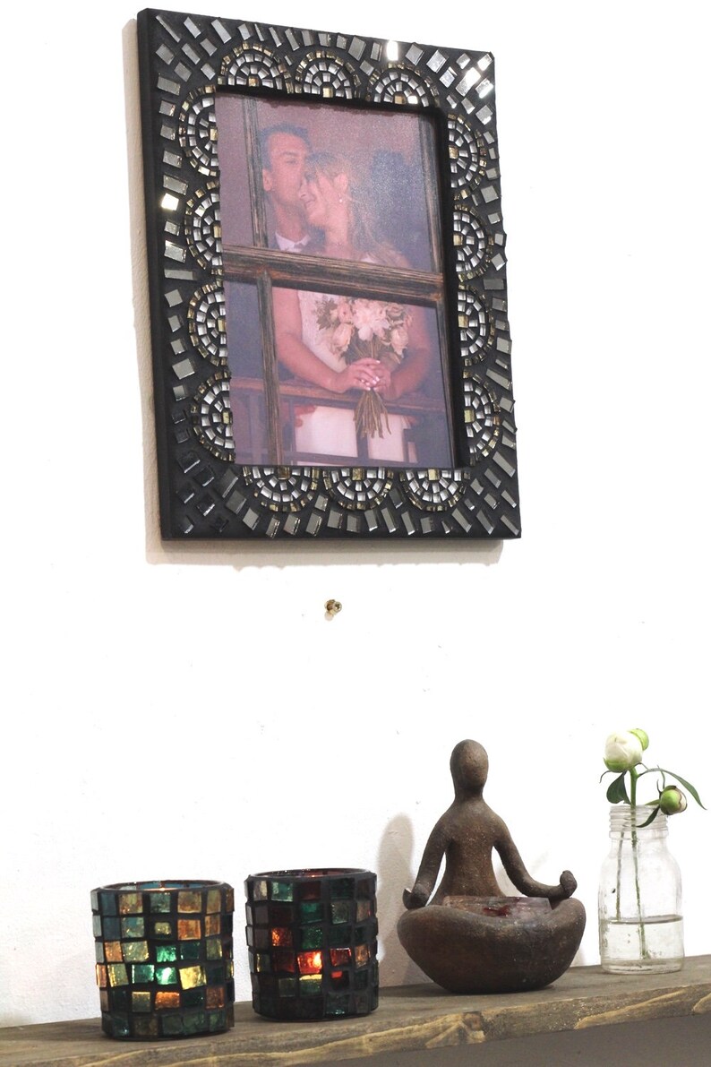 Green Glass Mosaic Candle Holder Desk Accessories Bedroom Etsy