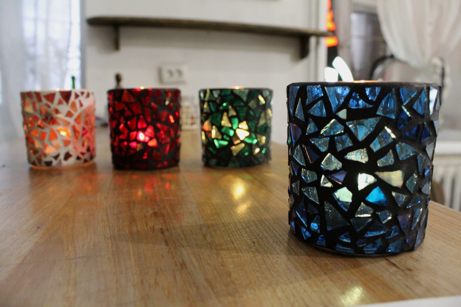 Mosaic Candle Holder Something Blue for Bride Votive Etsy