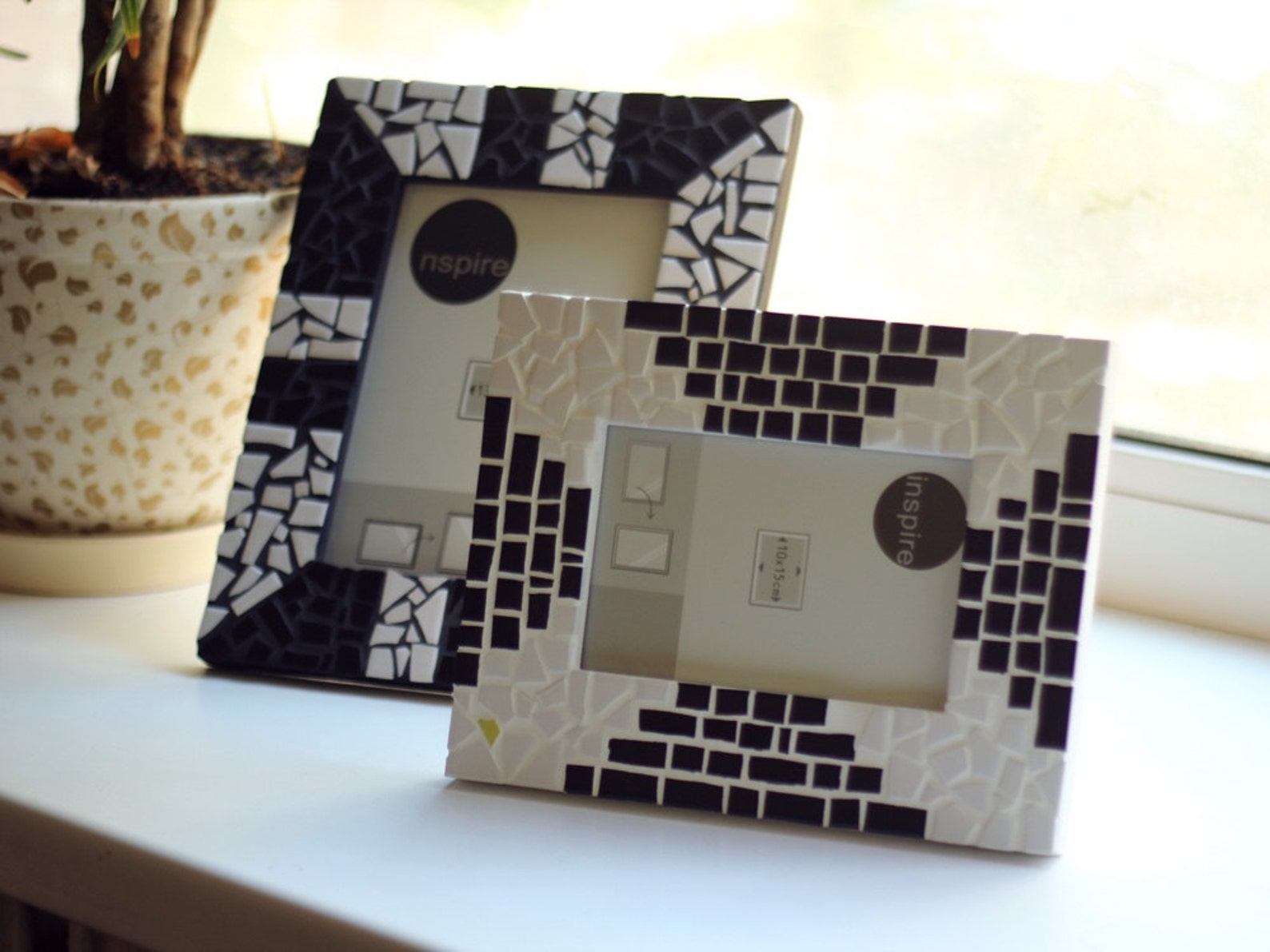 Mosaic Photo frame set Mosaic art Black white frames Etsy