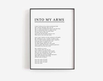 Song lyrics art, Nick Cave poster, Song template, Editable, Serif font, Classic prints, Typography print, Minimal wall art, Into my arms c36