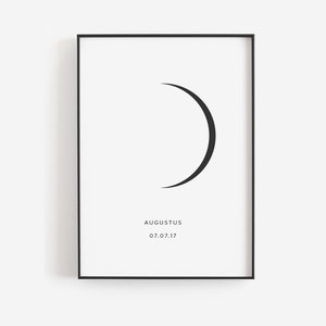 Moon phase print template, Moon phase wall art, Crescent moon print, Minimal moon print, Modern moon phase, Moon outline, Simple moon poster