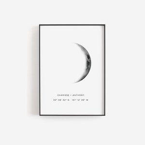 Wedding gift for couple, Moon phase print, Custom moon phase poster, Coordinates print, Personalized print, Templett print, Last minute gift