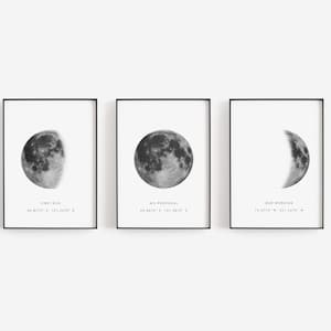 Impresión personalizada de la fase lunar, Arte de la pared de la guardería, Decoración de la guardería, Impresión de la habitación del bebé de la luna, Impresiones de la guardería, Imprimible de la luna de la guardería, Impresión personalizada imagen 4