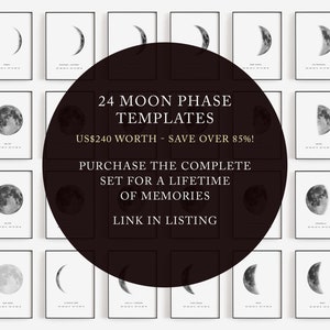 Unique Christmas gifts, Gift for her, Gift for him, Moon phase template, Moon phase print DIY, Personalized location print, Special date image 7