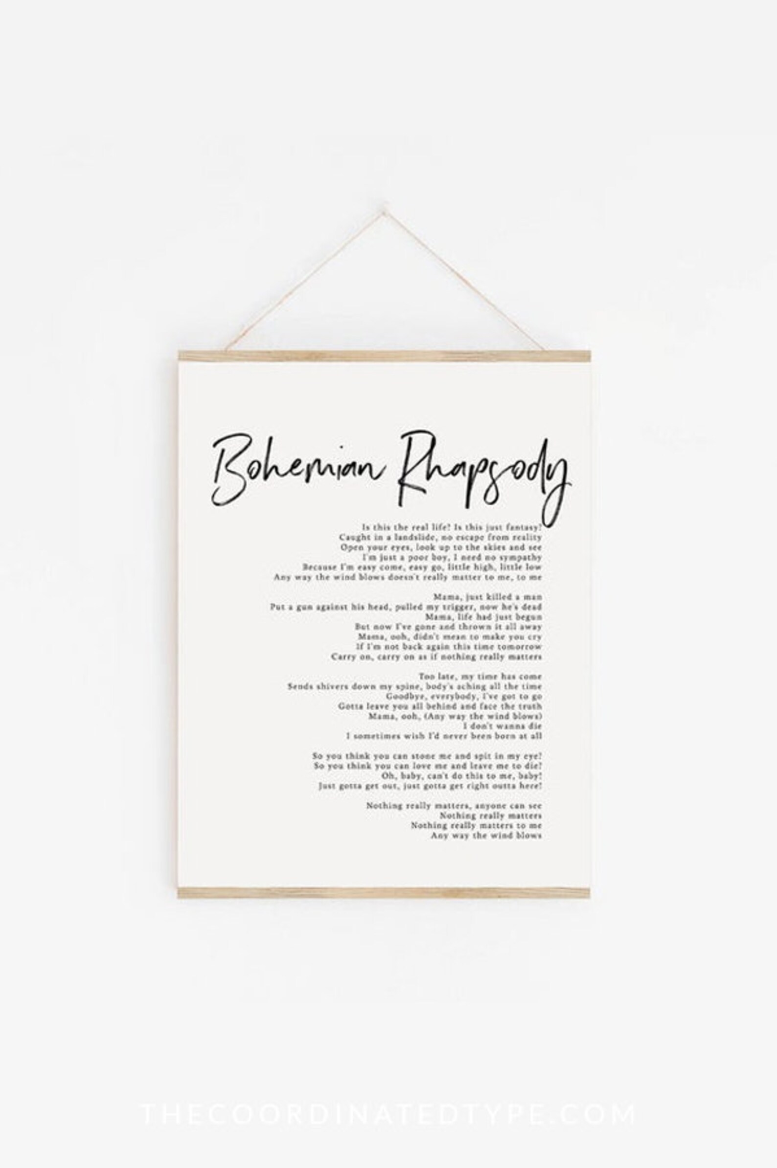 Bohemian Rhapsody Print Bohemian Rhapsody Song Lyrics Art - Etsy