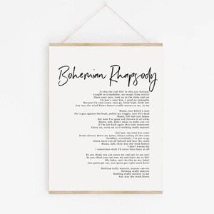 Bohemian Rhapsody Print, Bohemian Rhapsody Song Lyrics Art, Editable ...