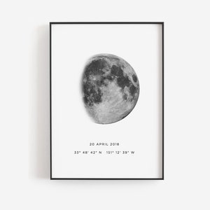 Unique Christmas gifts, Gift for her, Gift for him, Moon phase template, Moon phase print DIY, Personalized location print, Special date image 1