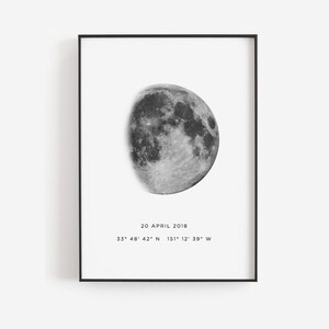 Unieke kerstcadeaus, Cadeau voor haar, Cadeau voor hem, Maanfase sjabloon, Maanfase print DIY, Gepersonaliseerde locatie print, Speciale datum