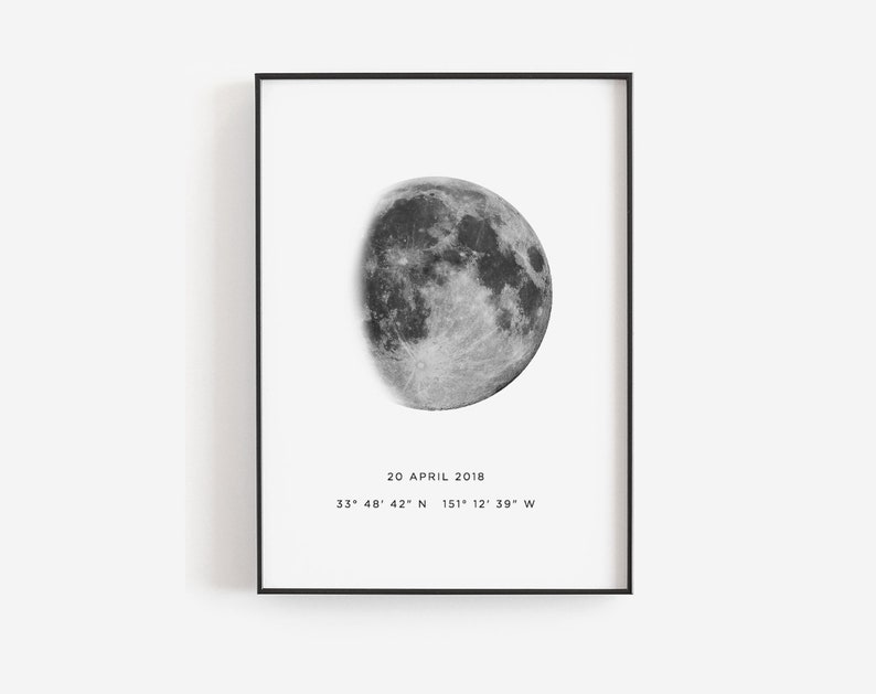 Unique Christmas gifts, Gift for her, Gift for him, Moon phase template, Moon phase print DIY, Personalized location print, Special date image 1