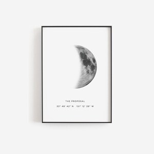 Aangepaste maanfase, jubileumcadeaus voor haar, jubileumcadeau voor mannen, jubileumprint, locatiecoördinatenprint, astrologieprint DIY
