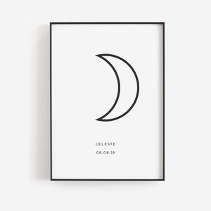 Moon printable art, Minimal moon artwork, Moon nursery art, Waning moon print, Nursery print DIY, Moon phases set, Set of 3 moon prints