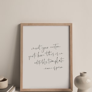 Custom Quote Printable, Quote Template, Edit Yourself Quote Print ...
