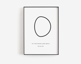 To the moon and back printable TEMPLATE, Moon baby print, Moon and back print DIY, Personalized birth gift, Personalized baby, Nursery art