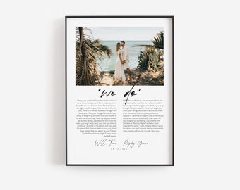 Imprimimos, Impresión de votos de boda, Arte de pared de votos de boda, Regalo de boda personalizado, Votos imprimibles, Regalo de primer aniversario, Votos con imagen