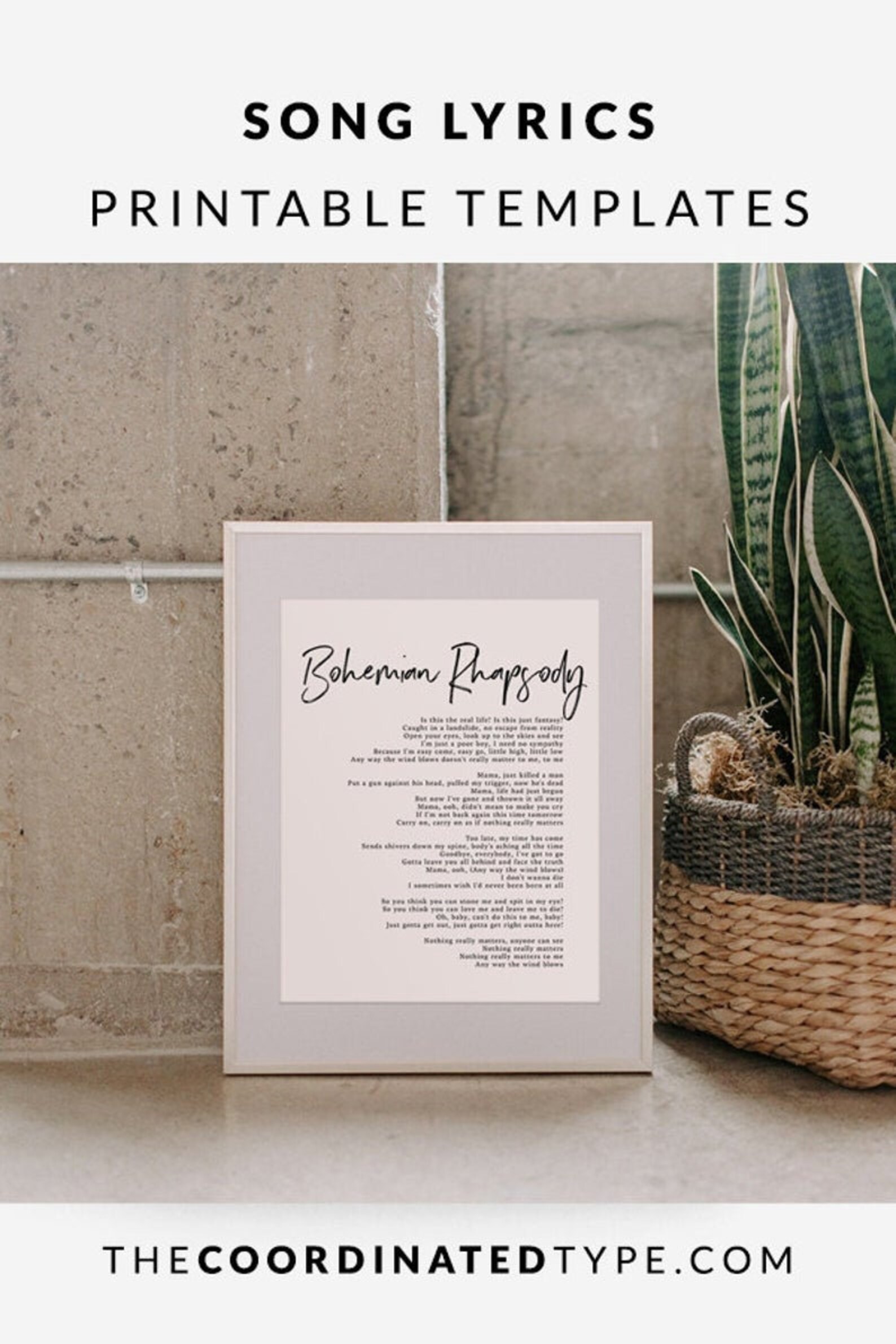 Bohemian Rhapsody Print Bohemian Rhapsody Song Lyrics Art - Etsy