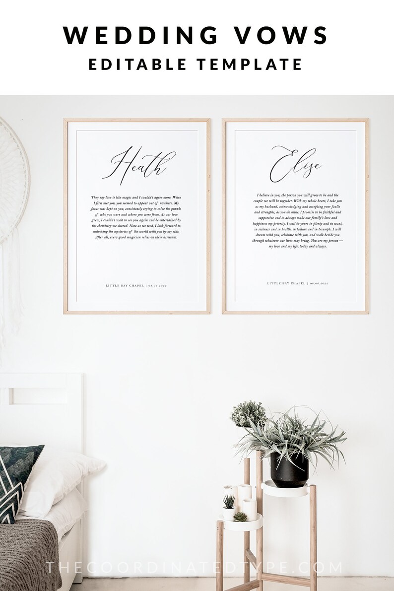 Wedding Vows Wall Art Wedding Vows Print Wedding Vows Gift Etsy Australia