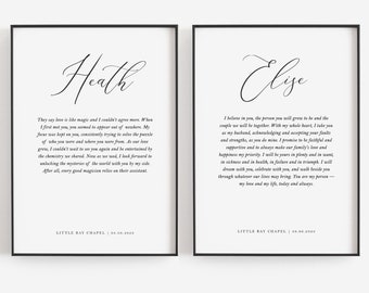 Wedding vows wall art, Wedding vows print, Wedding vows gift, Personalized gifts for him, Wedding vows template, Husband and wife vows print