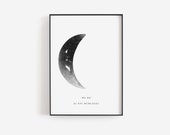 Celestial decor, Moon phase art, Waning crescent moon, Templates to print, Gifts for couple, Personalised decor, Special date print c32 1