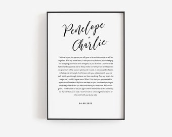 Wedding vows wall art, Wedding vows printable, Wedding vows print, 1st anniversary gift, Minimalist vows art, Printable vows, Wedding gift