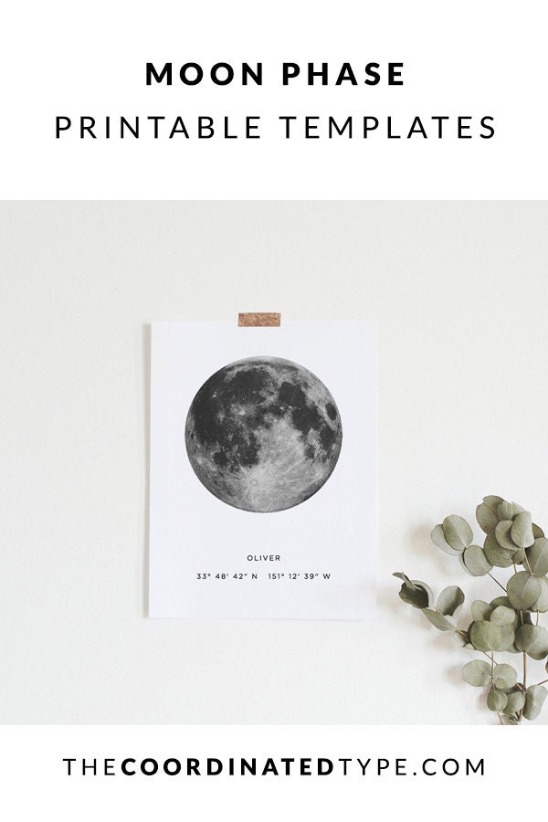 Moon Print Template Moon Phase Print Personalized Moon - Etsy