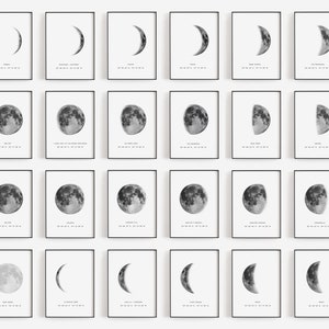A4 BUNDLE moon phase printable, Baby birth print, Birthday gift, Gifts for baby, Birth print, Moon print, DIY Personalized moon phase poster