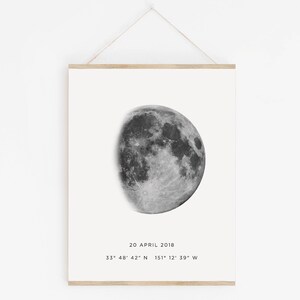 Unique Christmas gifts, Gift for her, Gift for him, Moon phase template, Moon phase print DIY, Personalized location print, Special date image 2