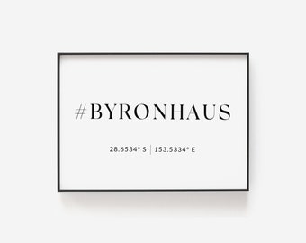 Hashtag sign, Instagram sign, Hashtag wedding sign, Airbnb sign, Location print, Home print, Personalized home decor, Coordinates prints