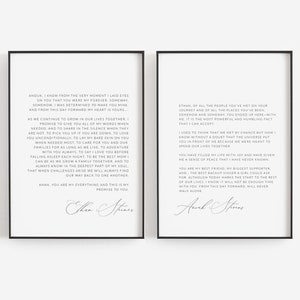 Wedding vows wall art, Wedding vows print, Anniversary gift, Personalized gifts for him, Wedding vows template, Husband and wife vows print