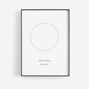 Moon print template, Moon phase wall art, New moon phase print, Minimal moon print, Minimalist moon phase, Moon outline, Simple moon poster
