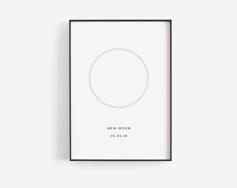 Moon print template, Moon phase wall art, New moon phase print, Minimal moon print, Minimalist moon phase, Moon outline, Simple moon poster
