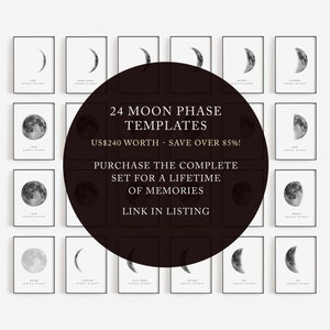 Moon phase print, Crescent moon, Nursery print, Baby birth print, Moon poster, Moon phase printable, Custom moon phase, Birth coordinates image 9