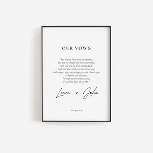 Vœux de mariage imprimables, Art mural de vœux de mariage, Impression de vœux de mariage, Cadeaux d'anniversaire pour lui, Signe de vœux, Vœux imprimables, Vœux personnalisés