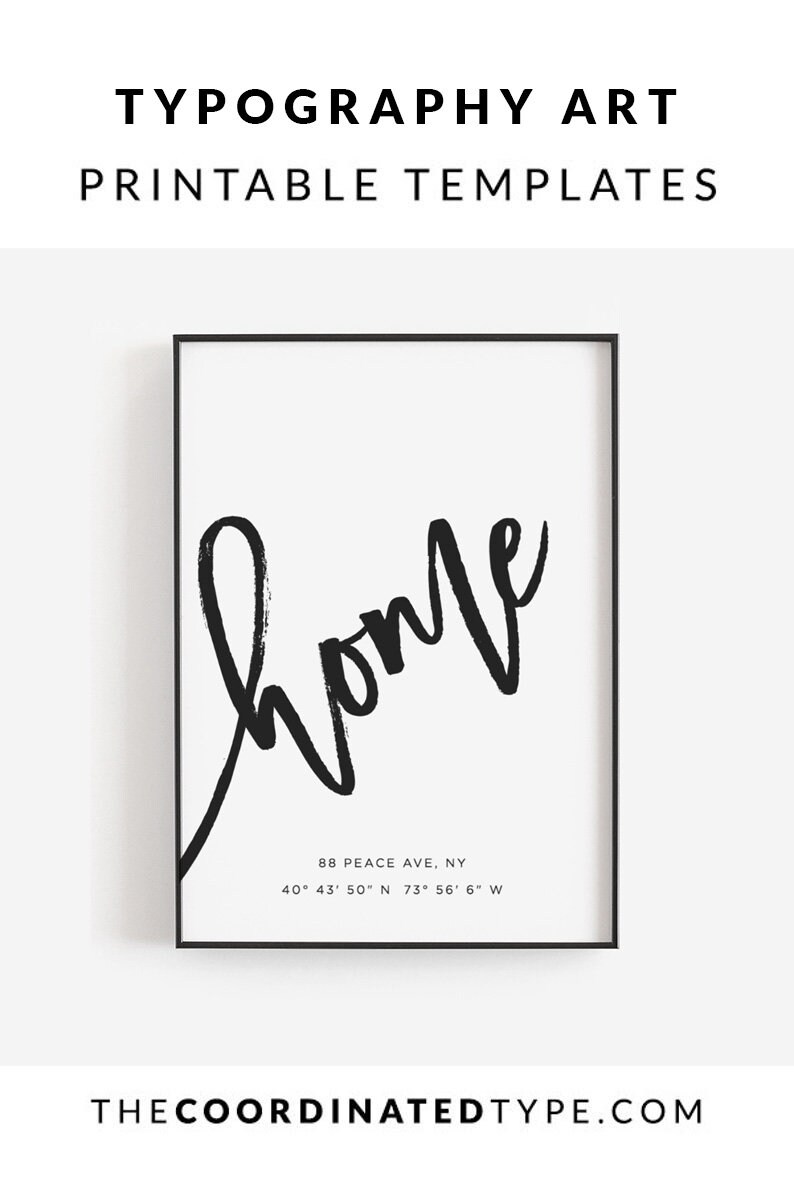 Home Print Template, Home Prints, Home Wall Art, Typography Print, New