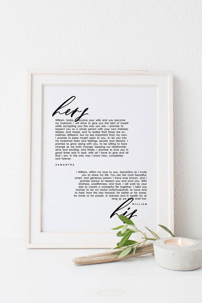 Vows print, Vows template, Vows gift, Vows calligraphy, Wedding vows wall art, Wedding vows printable, Wedding vows print, Anniversary gift image 3