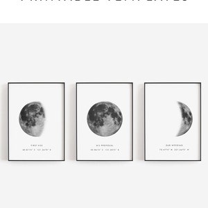 Baby moon print, Baby boy gift, Gifts for boys, Moon art, Moon phase print, Nursery name sign, Location coordinates, Custom moon phase pdf image 8