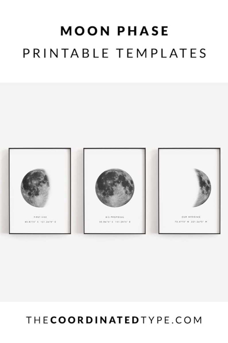 Baby moon print, Baby boy gift, Gifts for boys, Moon art, Moon phase print, Nursery name sign, Location coordinates, Custom moon phase pdf image 8