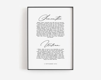 Wedding vows wall art, Wedding vows printable, Wedding vows print, Anniversary gift for him, Simple vows art, Printable vows, Minimalist