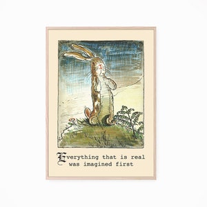 Download istantaneo stampabile, Velveteen Rabbit Vintage Art Print, Tutto ciò che è stato immaginato reale, Storybook Nursery Wall Art, Imagination Quote