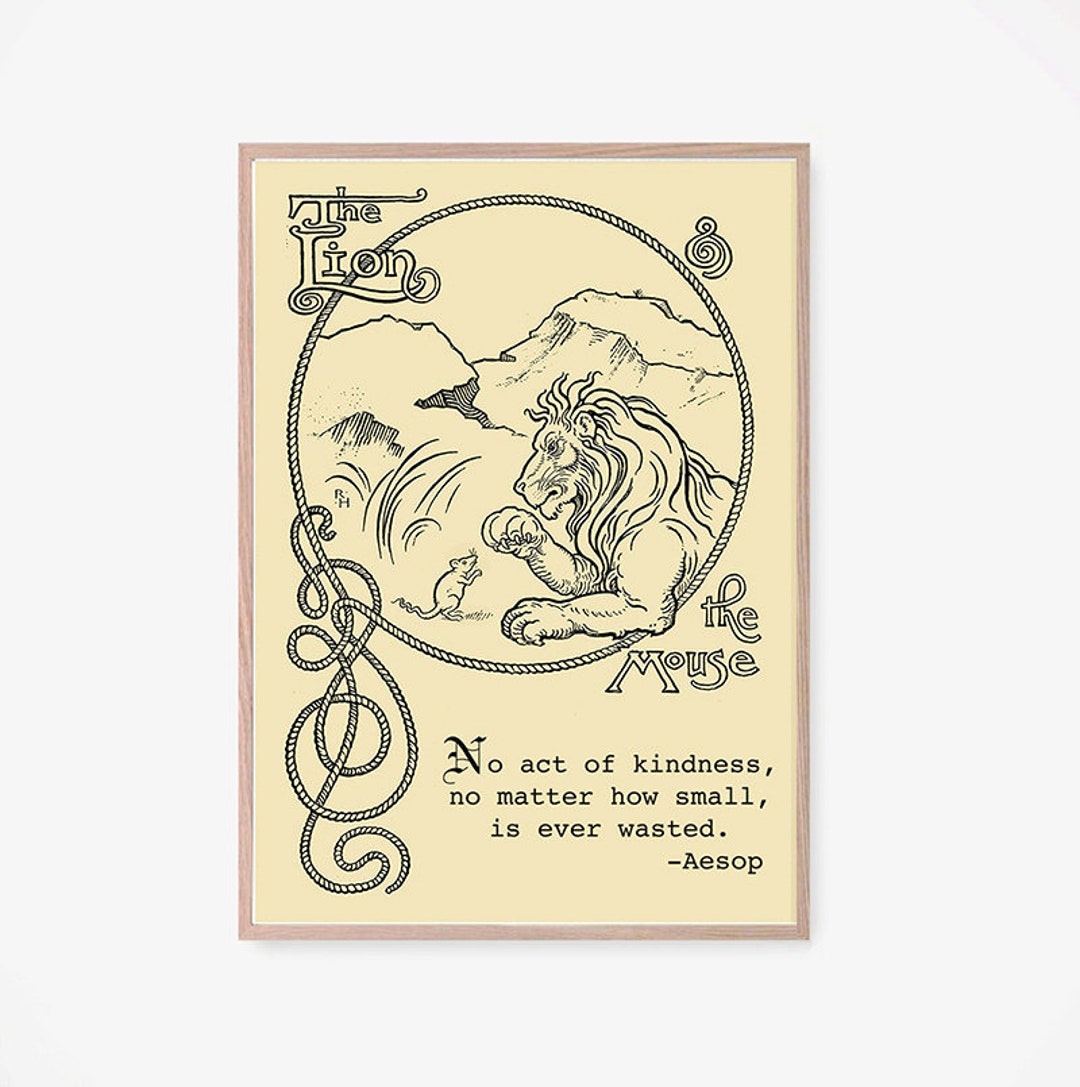 Printable Instant Download, the Lion and the Mouse, Aesop Fables Wall ...