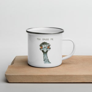 Emu Emaille Becher, Sie Emuse Me, niedlicher Emu Becher, Tier Camping Becher, Emu Wortspiele Becher