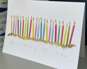 Birthday Wishes candles greeting card with gold foil detail