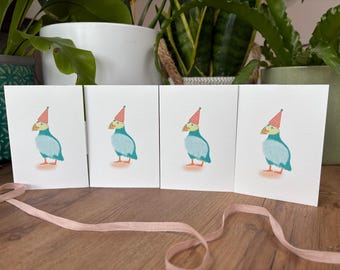 Party Puffin Mini Greeting Cards - Pack of 4