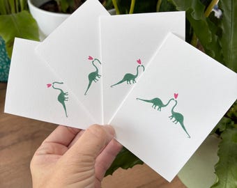 Dinosaur Love Note Cards: A7 Mini Greeting Cards, Pack of 4