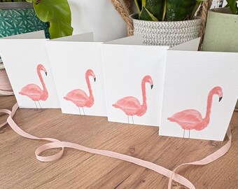 Fluffy Flamingo Mini Greeting Cards - A7 Note Cards, Pack of 4