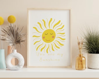 Sunshine A4 digital download, sunny, happy,  cheerful home decor, quote prints, gifts