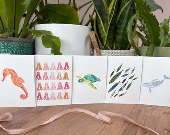 Sealife Greeting Card Pack: Mini Ocean Animal Cards