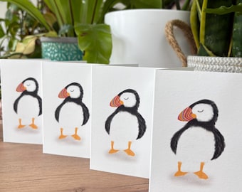 Fluffy Puffin A7 Greeting Card Set – Rainbow Beak, Any Occasion